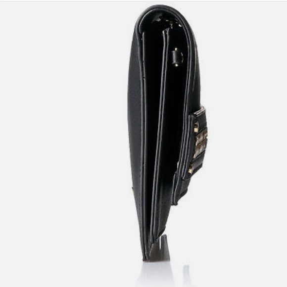 Steve Madden Bhavenn Foldover Crossbody & Clutch, Black & Gold Tone Metal Studs - Picture 3 of 10